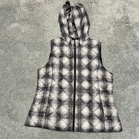 Pendleton Jackets & Blazers - Pendleton Vest Womens Large Puffer Full Zip Down Filled Hooded Plaid Black White